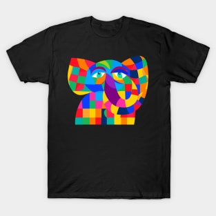 Little Elephant - Colorful Geometric Cute Animal Design T-Shirt